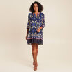 Robe courte &eacute;vas&eacute;e col tunisien bleu femme