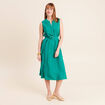 Robe &eacute;vas&eacute;e 3/4 sans manches ceinture vert menthe femme