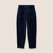 Pantalon coupe mom en velours bleu femme