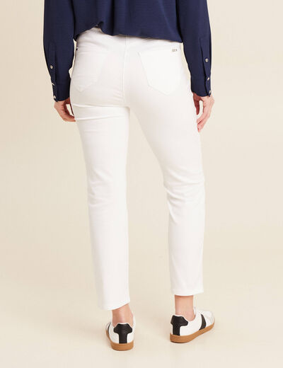 Pantalon droit taille haute 7/8ème blanc femme