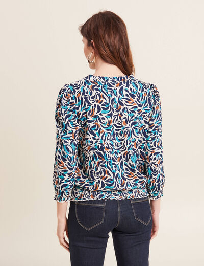 Blouse manches 3/4 bleu canard femme