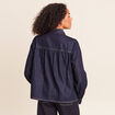 Blouse denim col &agrave; nouer denim brut femme