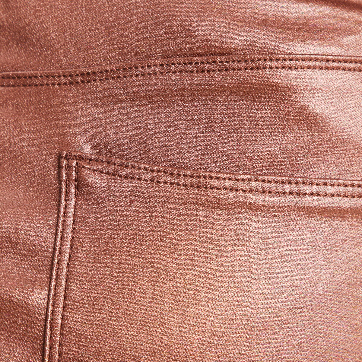 Jupe midi droite enduite couleur cuivre femme