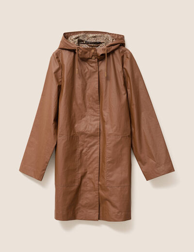 Parka à capuche marron foncé femme