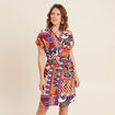 Robe courte manches courtes multicolore femme
