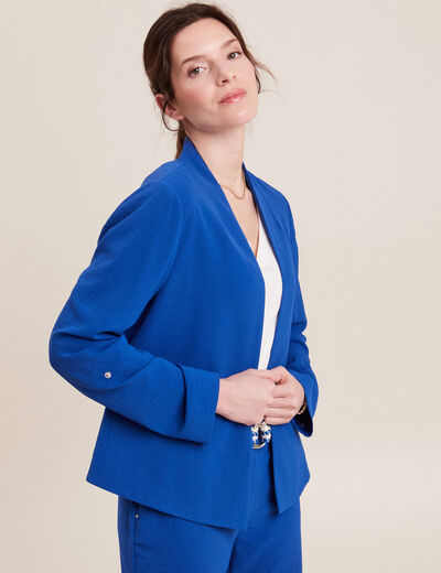 Veste droite fluide bleu electrique femme