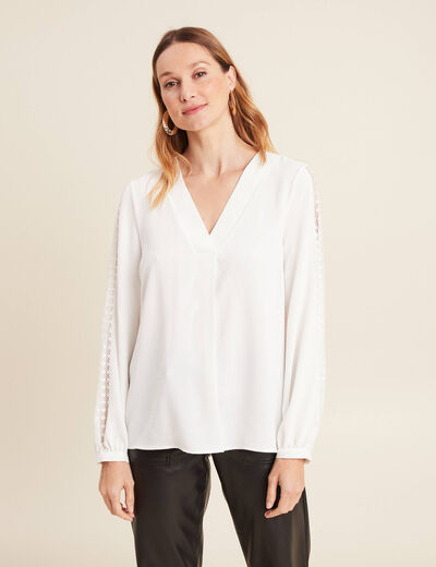 Blouse manches longues ecru femme