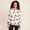 Chemise fluide brod&eacute;e manches longues blanc femme