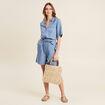 Combishort ceintur&eacute;e denim double stone femme