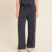 Pantalon large taille haute bleu foncé femme