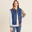 Veste droite sans manches en jean denim stone femme