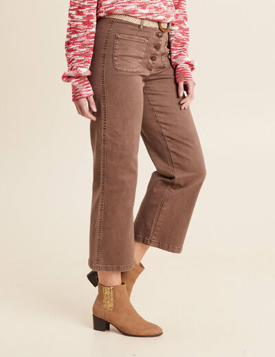 Pantalon large ceinturé 7/8ème bordeaux femme