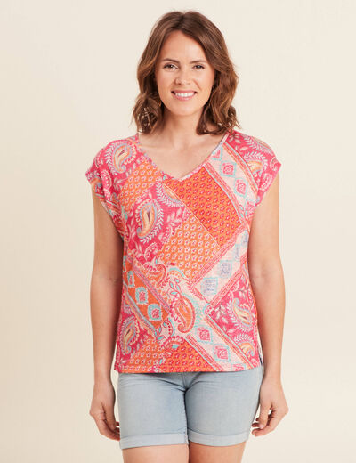 T-shirt manches courtes orange femme