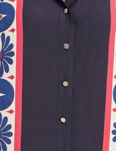 Chemise manches longues fluide bleu femme