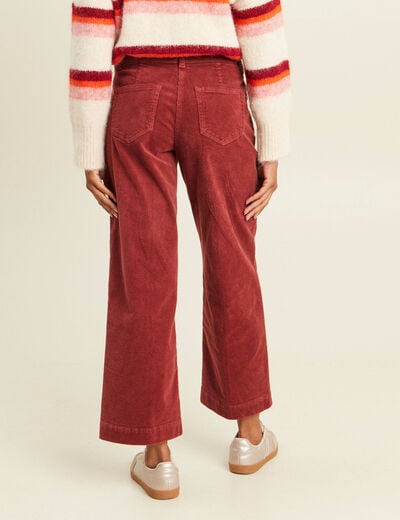 Pantalon large velours c&ocirc;tel&eacute; orange fonc&eacute; femme