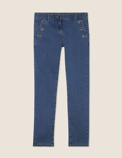 Jean ajusté 7/8ème à pont denim double stone femme