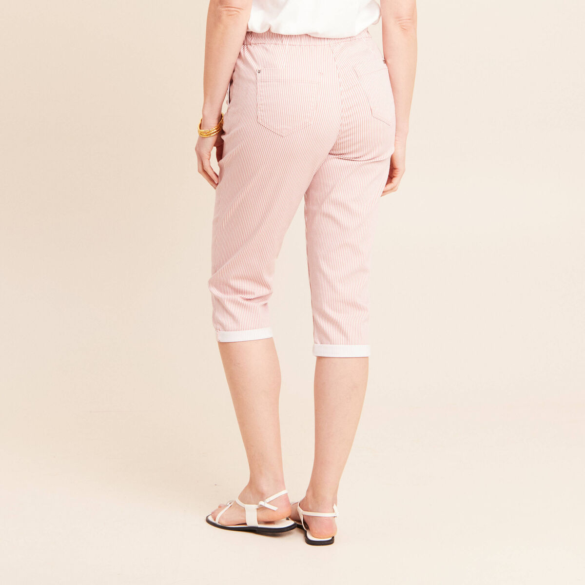 Pantacourt coupe mom large rose femme