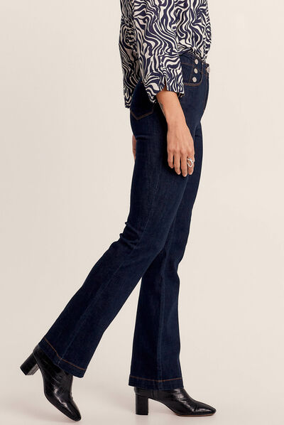 Jean bootcut taille basse denim brut femme