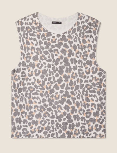 Pull sans manches ecru femme