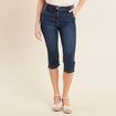 Pantacourt droit en jean denim brut femme
