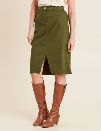 Jupe crayon vert olive femme