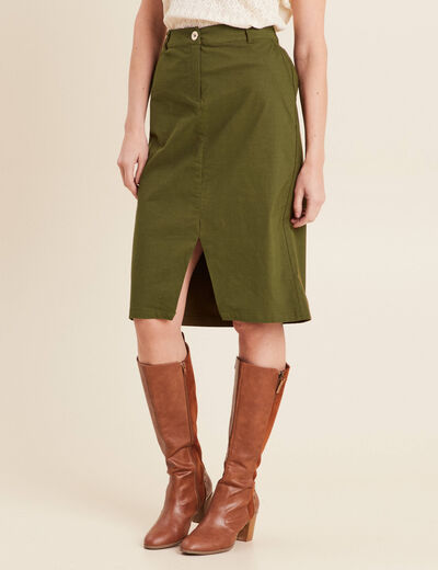 Jupe crayon vert olive femme