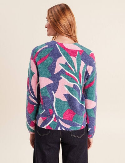 Pull col tunisien bleu femme