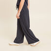 Pantalon large taille haute bleu foncé femme