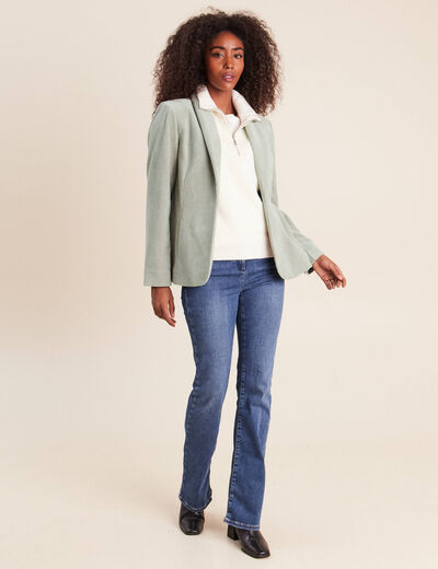 Veste tailleur velours vert clair femme