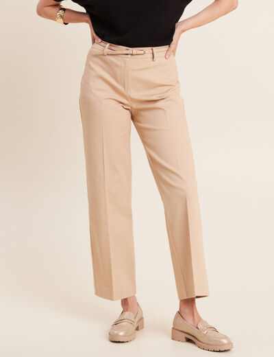 Pantalon flare 7/8ème beige femme