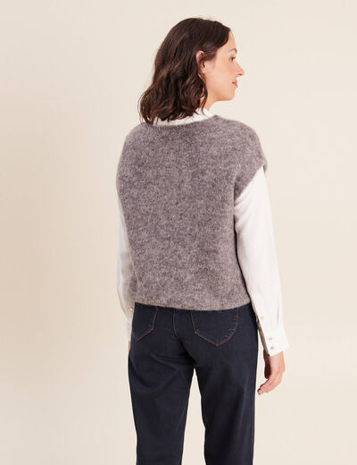 Pull sans manches gris fonc&eacute; femme