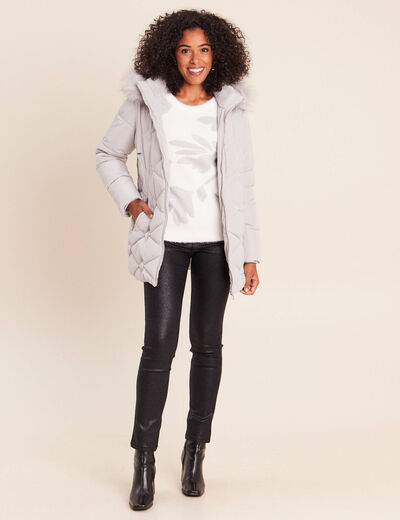 Pull col rond manches longues couleur argent femme