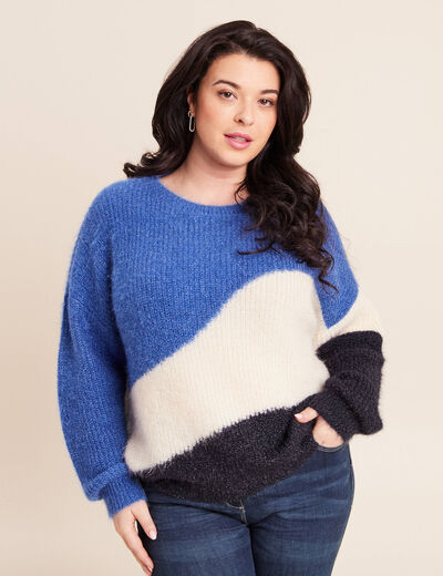 Pull col rond manches longues ecru femme