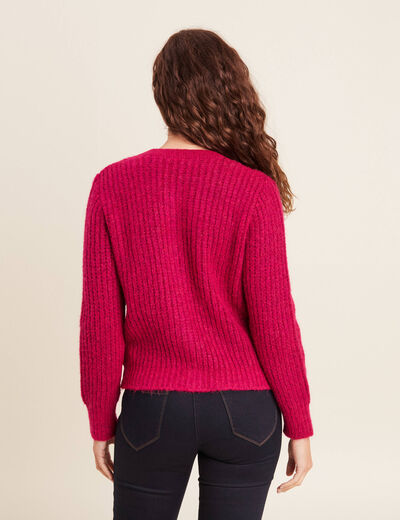 Gilet manches longues rose framboise femme