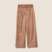 Pantalon su&eacute;dine large &agrave; pinces marron clair femme