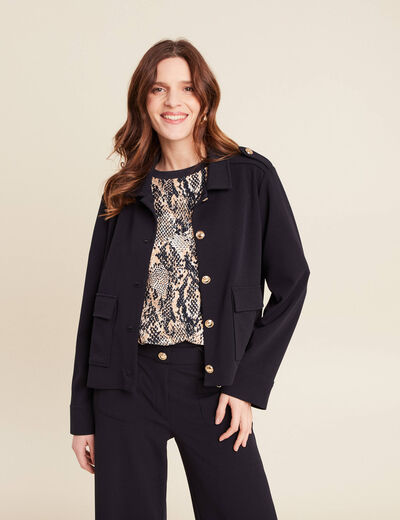 Veste boutonnée bleu foncé femme