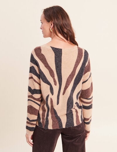 Pull manches longues marron femme