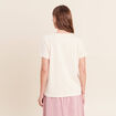 T-shirt col rond manches courtes ecru femme