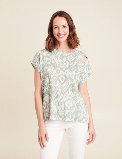 t-shirt droit court manches courtes vert femme