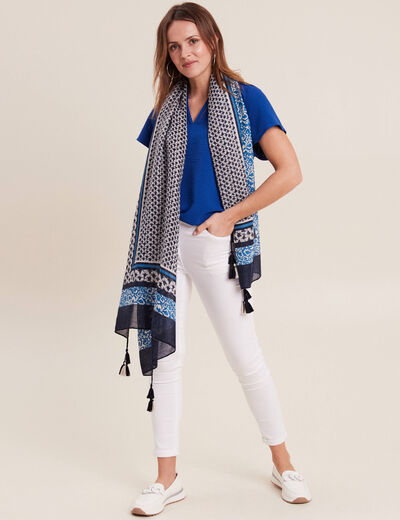 Blouse manches courtes bleu electrique femme