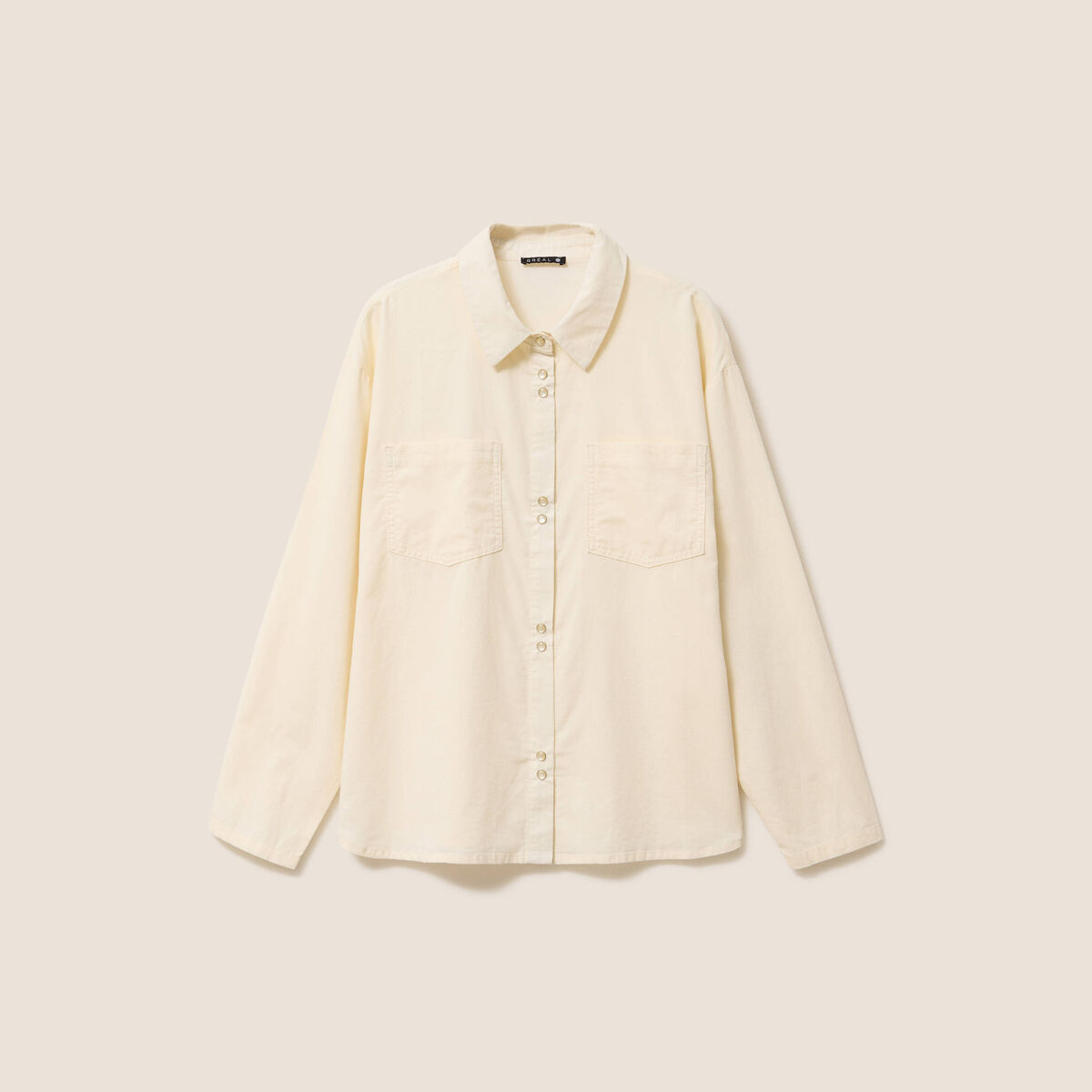 Chemise ample en velours milleraie ecru femme