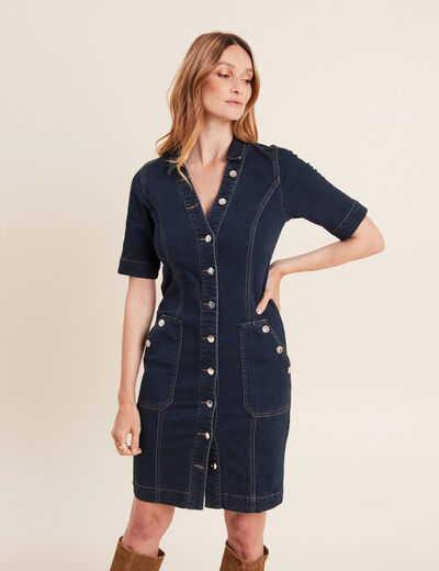 Robe droite en jean denim brut femme