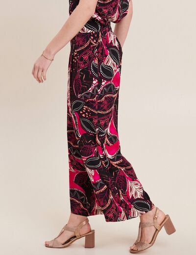 Pantalon flou large 7/8ème noir femme