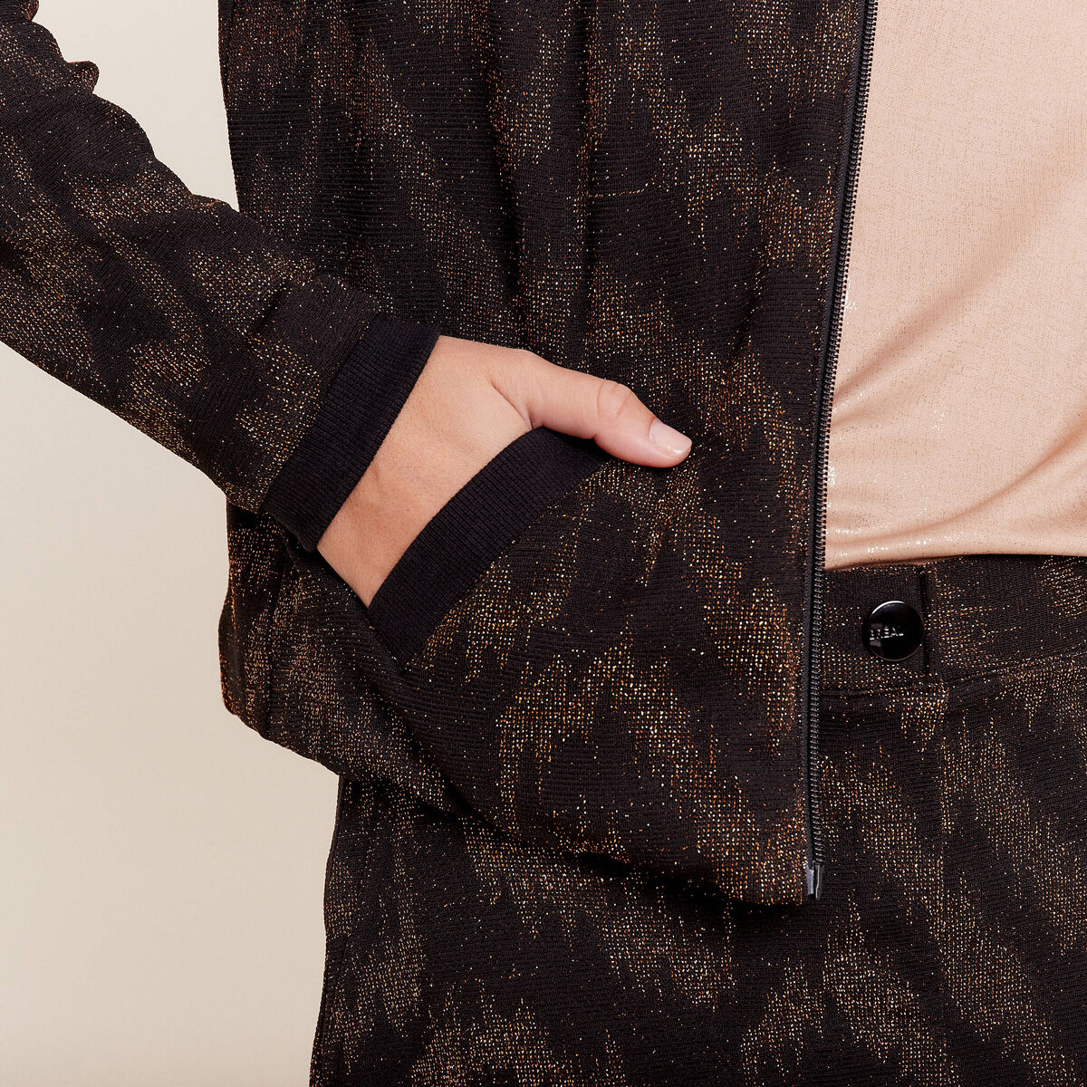 Veste bomber zippée noir femme