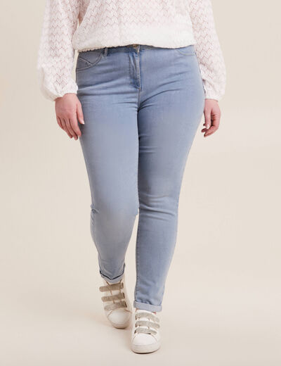 Jeans ajusté taille standard 7/8ème denim baby bleu femme