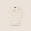 Pull col chemise manches courtes ecru femme