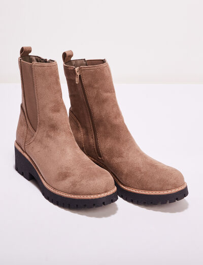 Bottines chelsea crantées marron femme