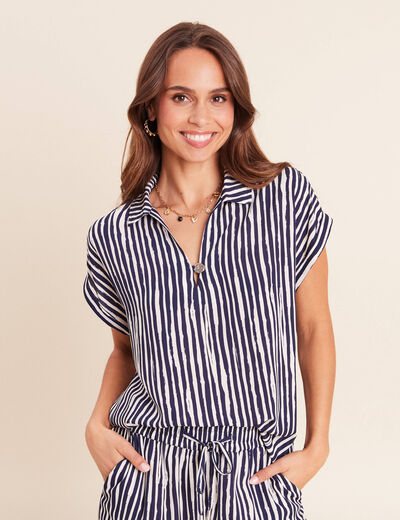 Blouse fluide manches courtes blanc femme