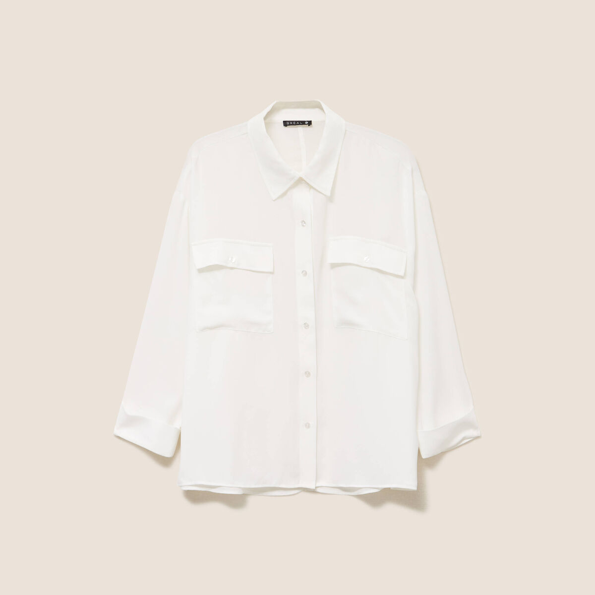 Chemise ample col chemise manches 3/4 ecru femme
