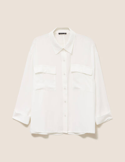 Chemise ample col chemise manches 3/4 ecru femme